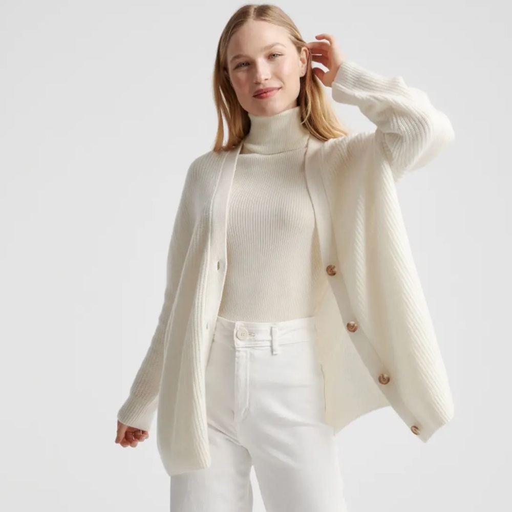 Mongolian Cashmere Oversized Boyfriend Cardigan Sweater